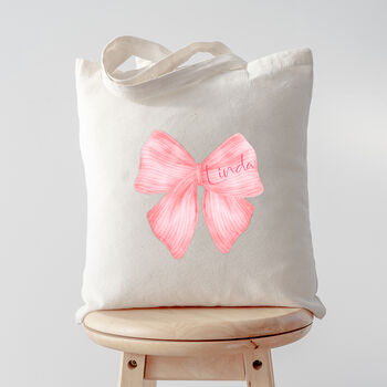 Personalised Peach Stripe Bow Bag, 3 of 3