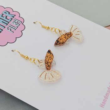 Handmade Sparkly Guppy Fish Earrings – Glitter Resin In Multiple Colours, 5 of 8