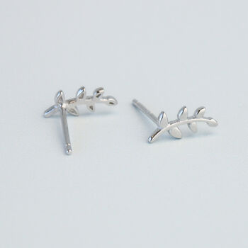 Sterling Silver Curved Branch Stud Earrings, 3 of 5
