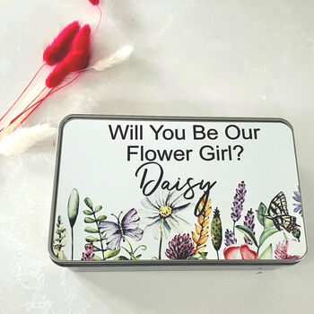 Will You Be Our Flower Girl Tin Proposal Gift, 6 of 8