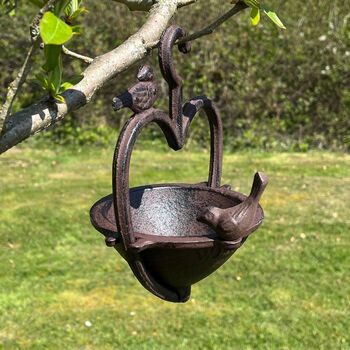 Set Of Two Cast Iron Heart Shaped Bird Seed Feeders, 4 of 9
