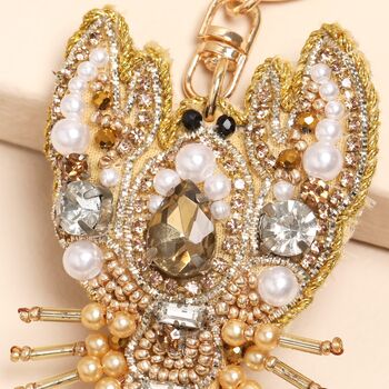 Beaded Gold Lobster Keyring And Bag Charm, 2 of 2