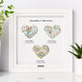 Personalised Special Occasions 3D Heart Map Framed Couples Dating Gift, thumbnail 2 of 12