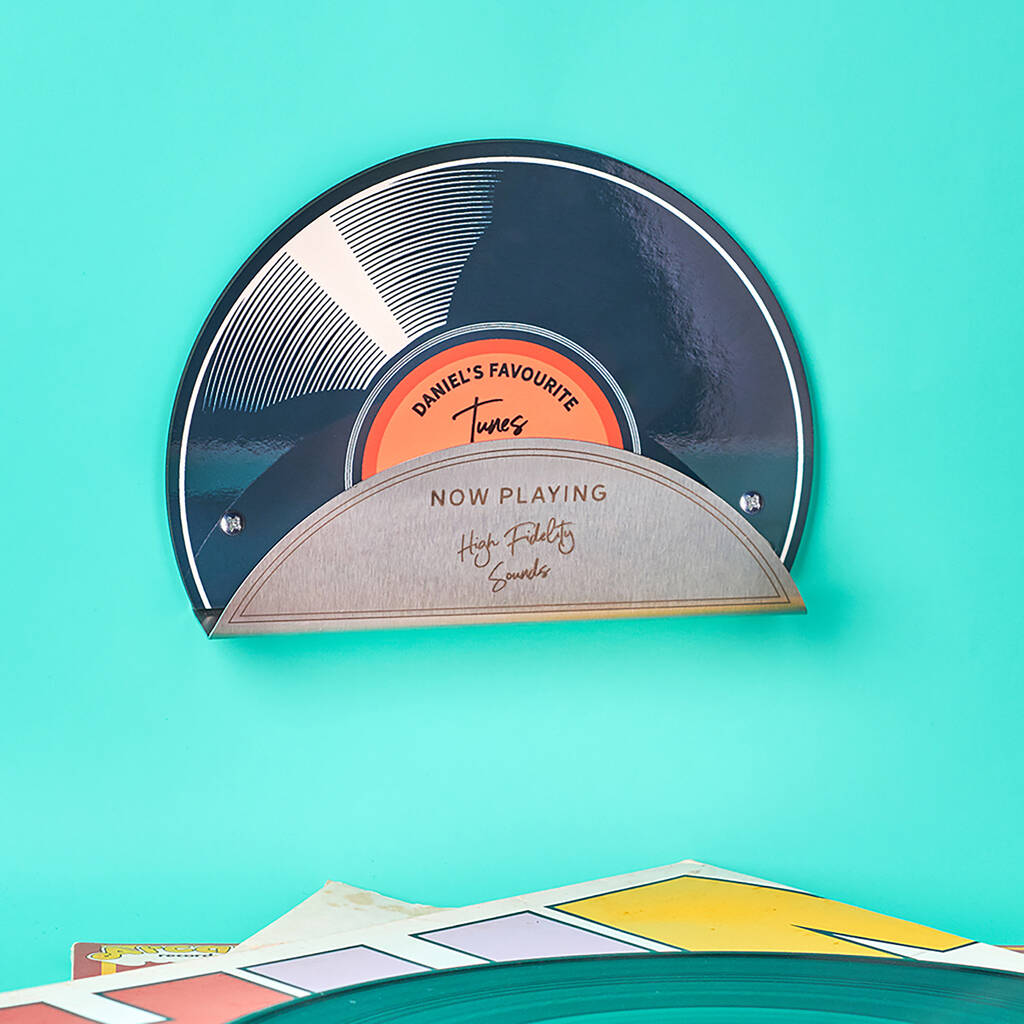 Personalised 'Now Playing' Vinyl Record Shelf, 1 of 2