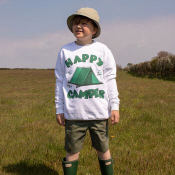 Happy Camper Boys' Camping Slogan Sweatshirt, 2 of 5