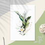 Tropical Leaf Print Set Of Four Illustration Green Gold, thumbnail 8 of 9