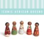 Five Iconic African Queens Wooden Peg Dolls Gift Set, thumbnail 1 of 4