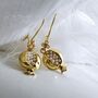 Pomegranate Drop Hoop Pearl Earrings, thumbnail 9 of 12
