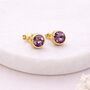 Gold Plated Sterling Silver June Alexandrite Birthstone Stud Earrings – 7mm, thumbnail 1 of 9