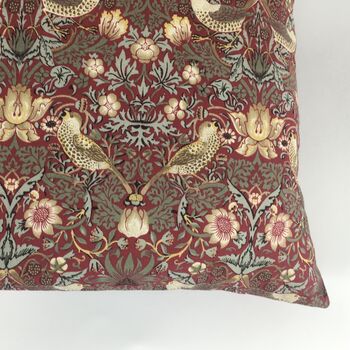 William Morris Strawberry Thief Cushion Cover, Red, 4 of 4