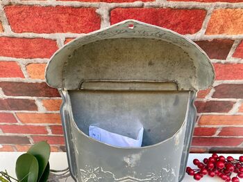 Distressed Grey Zinc Postbox – Wall Mounted Letter Box, 4 of 9