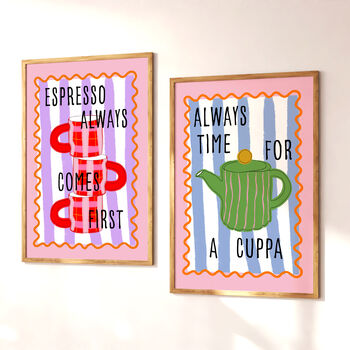 Espresso Always Comes First Colourful Art Print, 4 of 4