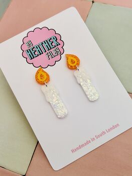 Candle Glitter Christmas Earrings / Festive Jewellery / Classic Holiday Jewellery / Christmas Letterbox Gift, 5 of 6