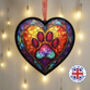 A Paw Print Stained Glass Effect Heart Suncatcher, thumbnail 1 of 5