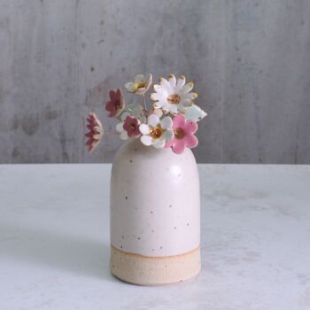 Fuchsia, White And Gold Ceramic Flower Bouquet, 2 of 12