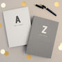 Personalised A5 Typographic Notebook Black And White, thumbnail 1 of 8