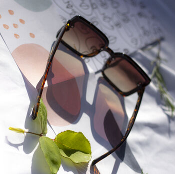 Front Lens Rectangle Thick Frame Sunglasses In Tortoise Shell, 2 of 3