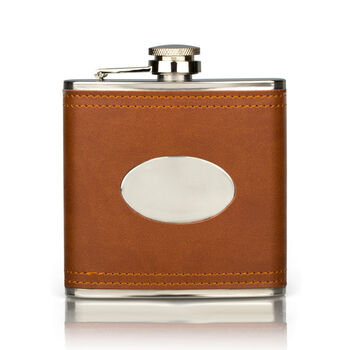 Leather Hip Flask Personalised – Brown, 5 of 5