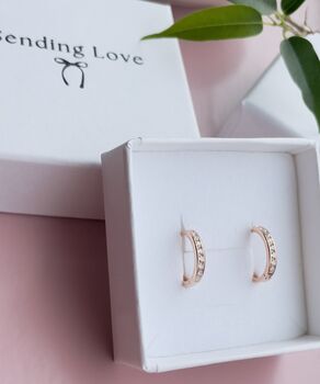 Rose Gold Hoop Earrings With Gemstones, 6 of 8