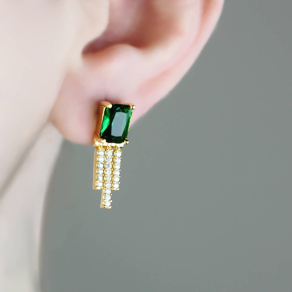 Zircon Statement Green Stud Earring By Rabal