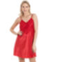 British Made Red Short Satin Nightdress With Lace Detail Ladies Size 8 To 28 UK, thumbnail 2 of 5