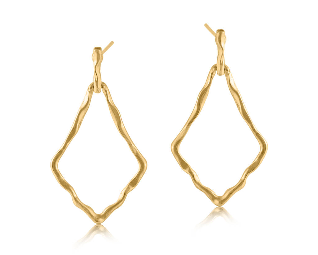 Gold Pandora Molten Drop Earrings By Heliotique