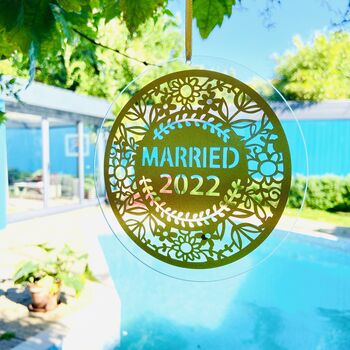 Wedding Anniversary Glass Sun Catcher, 3 of 11