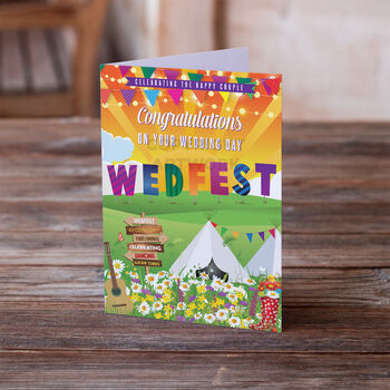 Wedfest Festival Wedding Day Congratulations Card, 2 of 2