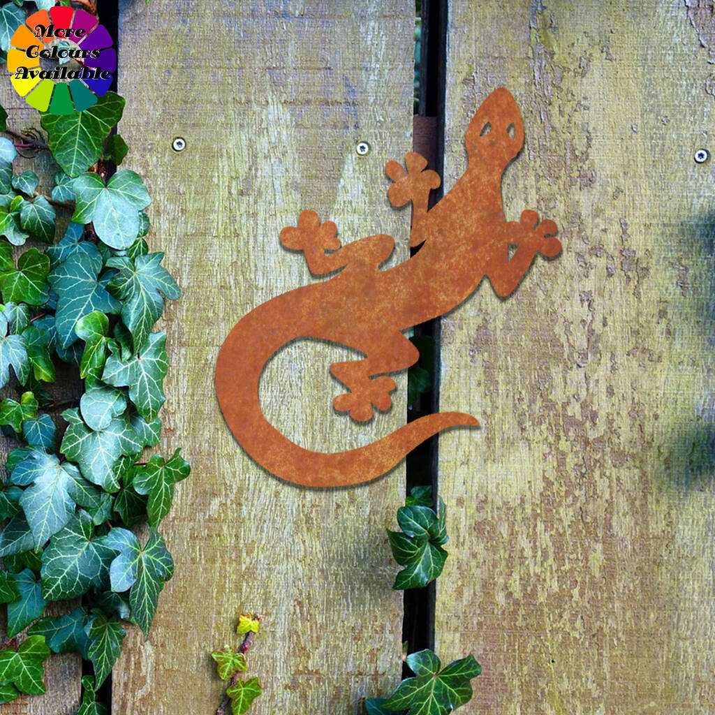 Garden Wall Sculpture Metal Gecko Lizard Art By Duke Craft