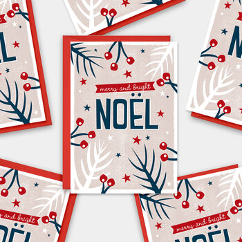 Christmas Card Noel. Single Card Or Pack Of Six, 2 of 3