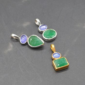 Emerald Tanzanite Pendant: May December Birthstone, 8 of 10