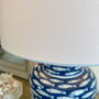 Medium Blue And White Ceramic Fish Table Lamp, thumbnail 3 of 4