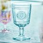 Blue Floral Goblet Wine Glass, thumbnail 1 of 3