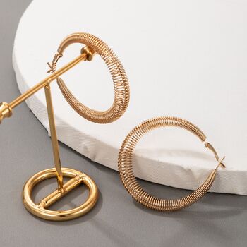 Gold Plated Tapered Spring Hoop Earrings, 6 of 8
