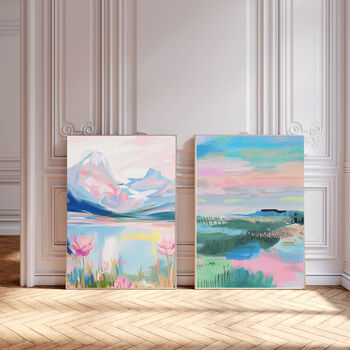Set Of Two Pastel Landscape Art Prints, 2 of 2
