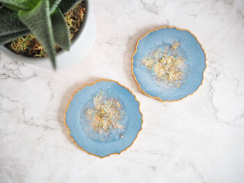 Blue Iridescent Geode Resin Coasters, 9 of 11