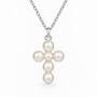 Personalised Sterling Silver White Pearl Cross Necklace, thumbnail 4 of 9