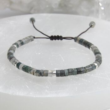Gemstone Boho Beaded Adjustable Friendship Bracelet Silver Beads, 8 of 10