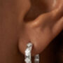 Gold Or Silver Moissanite Flower Hoop Earrings, thumbnail 2 of 7