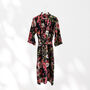 Black And Pink Flower Print Cotton Dressing Gown Kimono, thumbnail 11 of 11