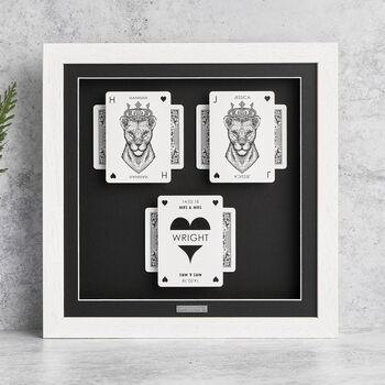 Personalised Mrs And Mrs Wedding Gift Queen Playing Cards Frame, 3 of 9