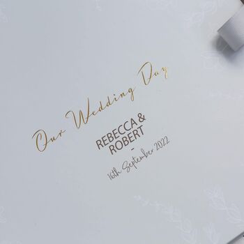 Personalised Large Floral Grey Wedding Day Scrapbook, 6 of 7