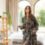 Indian Cotton Midnight Marigold Print Robe, thumbnail 4 of 5