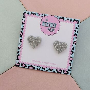 Heart Glitter Studs *More Colours Available*, 12 of 12