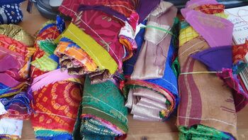 Upcycled Sari Flags, Handmade Bunting, Sari Fabric, 3 of 10