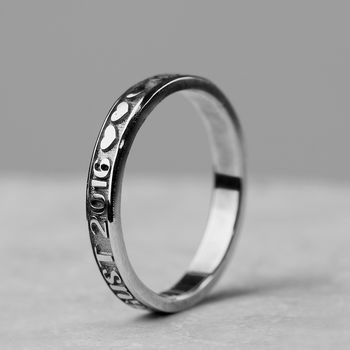 Slender Personalised Silver Promise Ring, 6 of 7