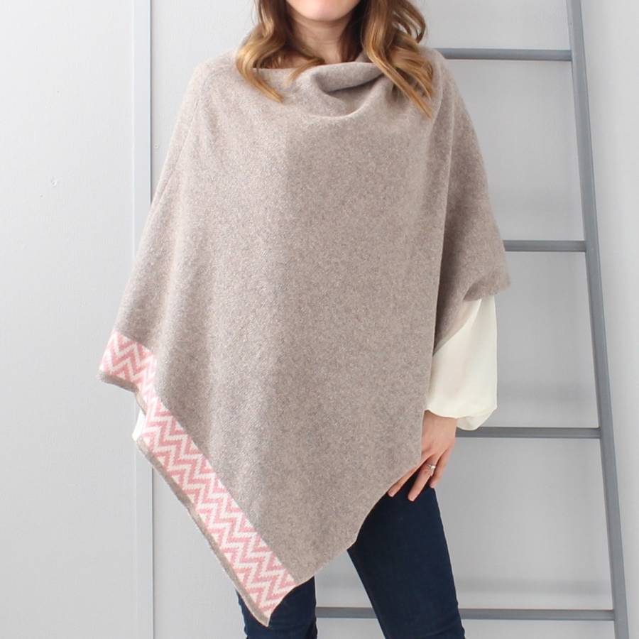 Mink Lambswool Knitted Poncho, 1 of 3