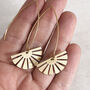 Large Fan Shaped Hammered Long Earrings, thumbnail 3 of 5