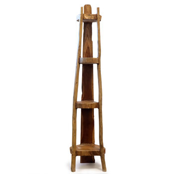 Solid Teak Corner Shelf Unit Wooden Shelving Unit, 6 of 7