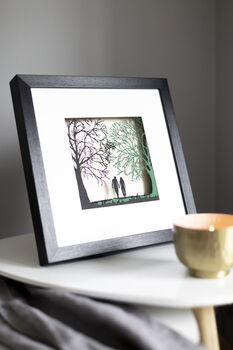 Framed Papercut Silhouette Of Couple Walking, 9 of 11
